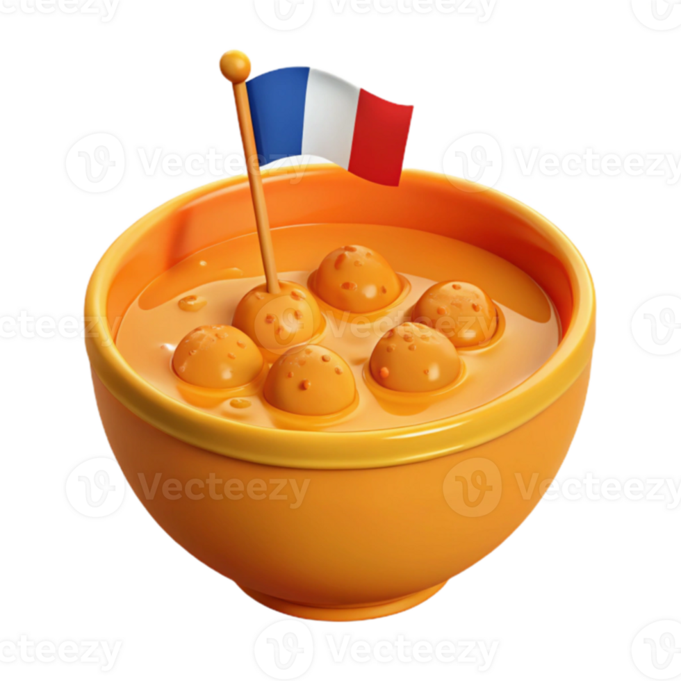 Delicious Soup Dumplings Served in a Bowl with a Flag, Representing International Cuisine png