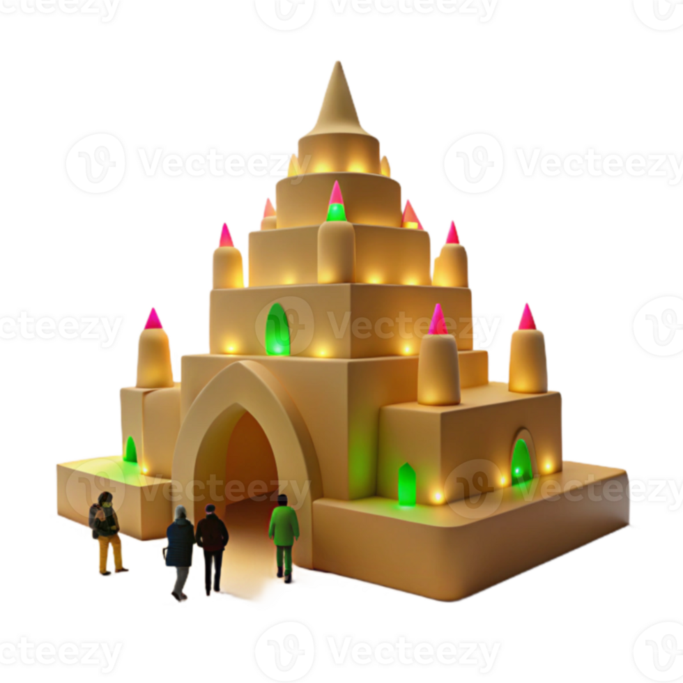 Illuminated Sandcastle with Figures png