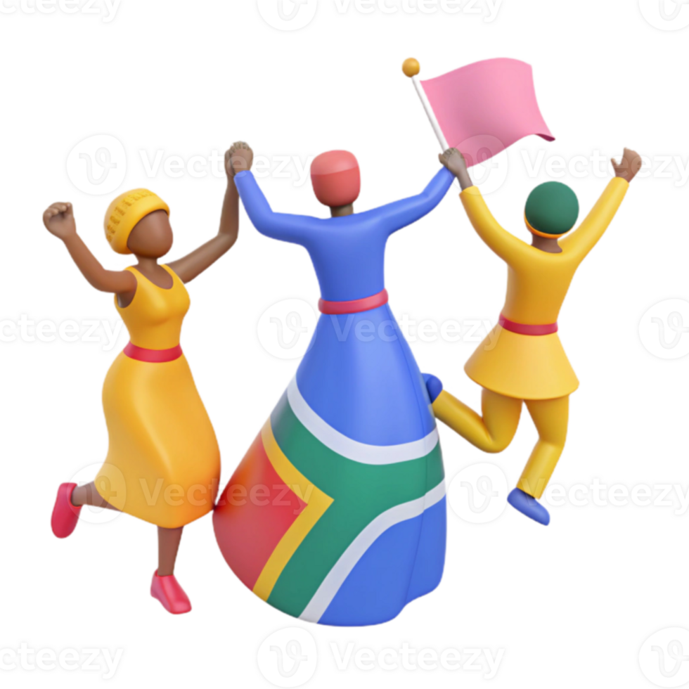 Celebrating Togetherness Diverse Characters Holding Hands with a Flag png