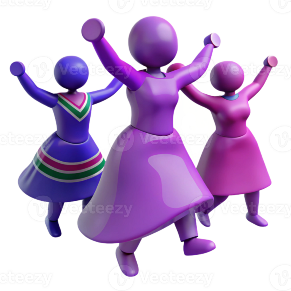 Three 3D Characters Jumping with Joy png