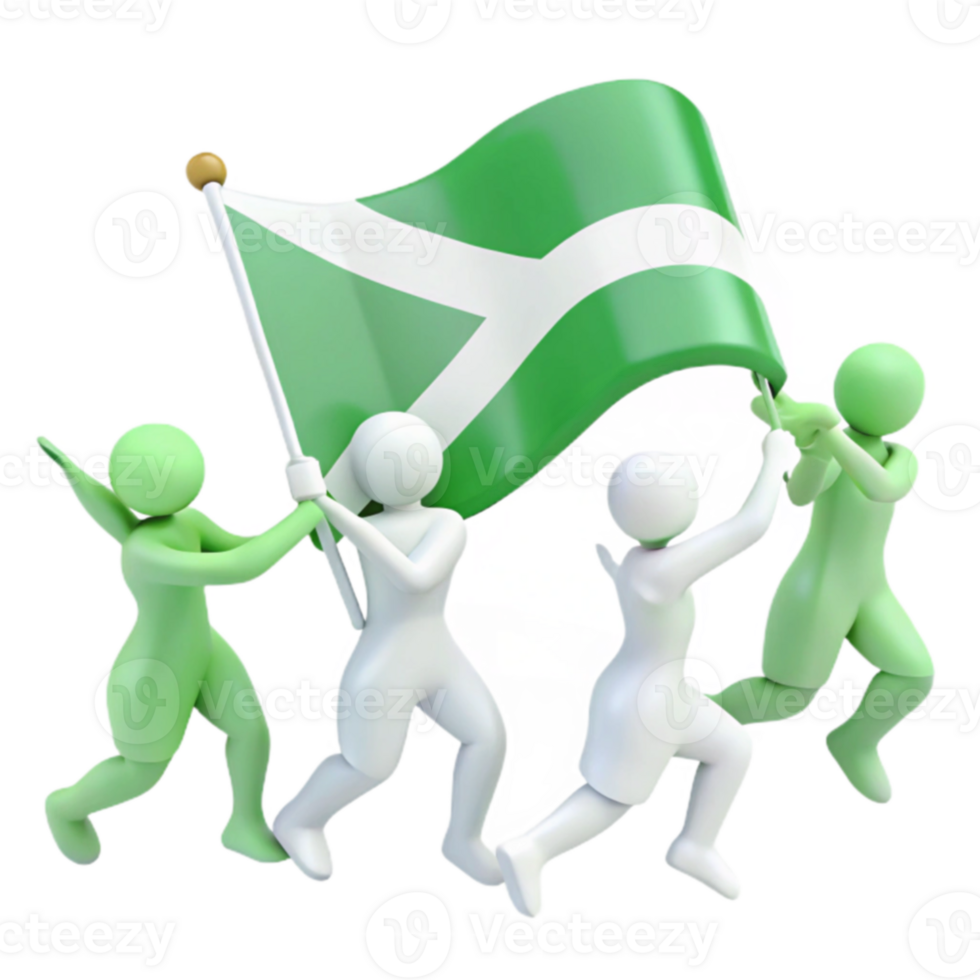 People Holding a Green Flag png