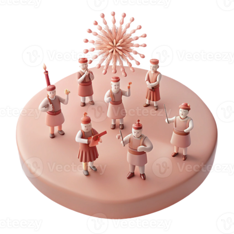 3D Rendered Illustration of Figures with a Geometric Design png