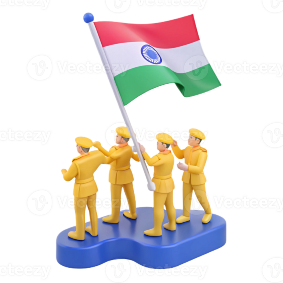 3D Illustration of Soldiers Holding a Flag png