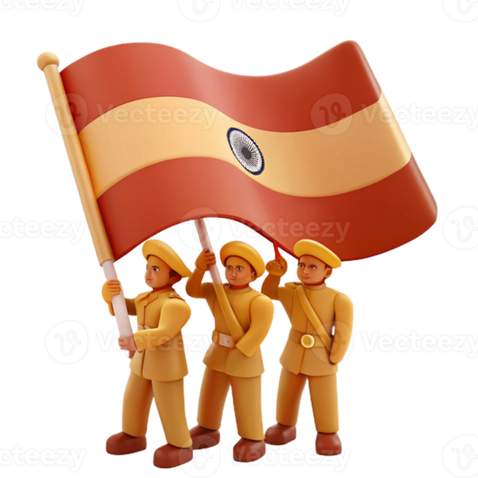 Three Figures Carrying a Waving Flag with a Circle in the Center png