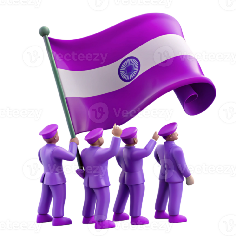 Purple Flag Waving with Four Figures png