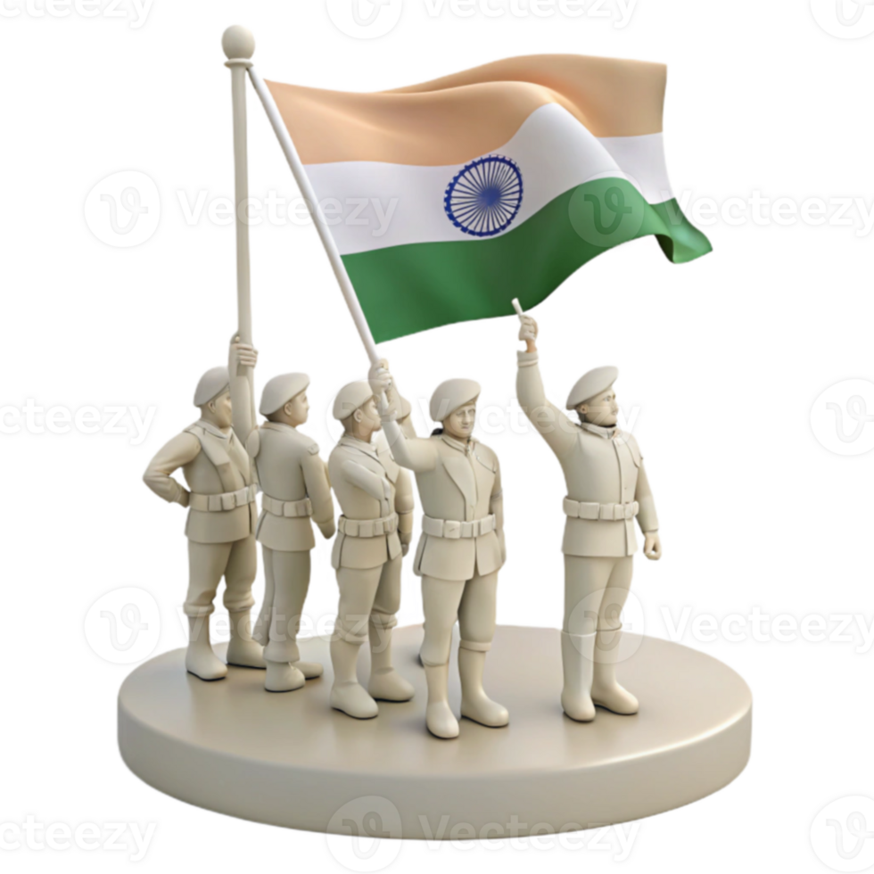 Salute to the Flag A 3D Render of Soldiers Honoring the National Colors png