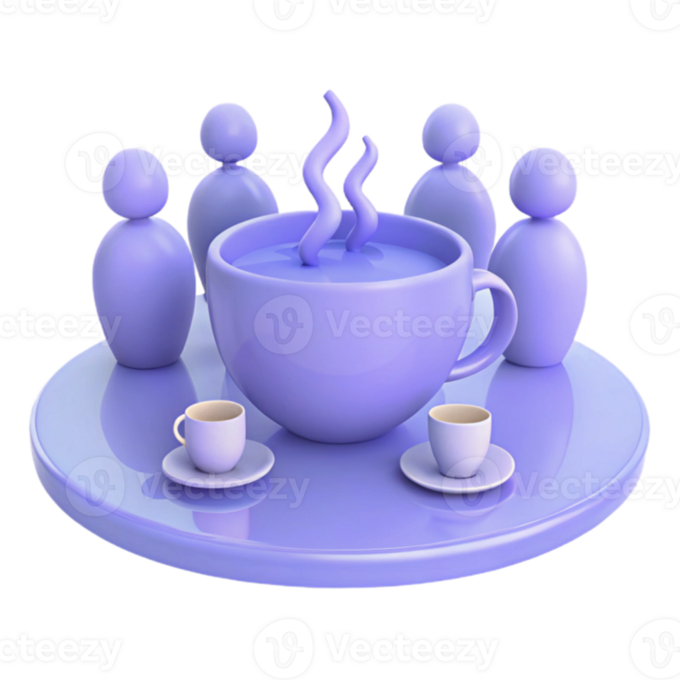 Social Gathering Around a Large Cup of Hot Beverage png