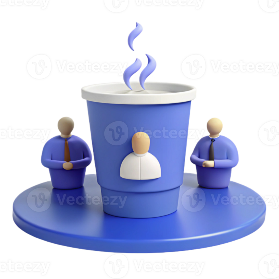 Coffee Break with Colleagues 3D Illustration of Two Figures Enjoying a Cup of Coffee png