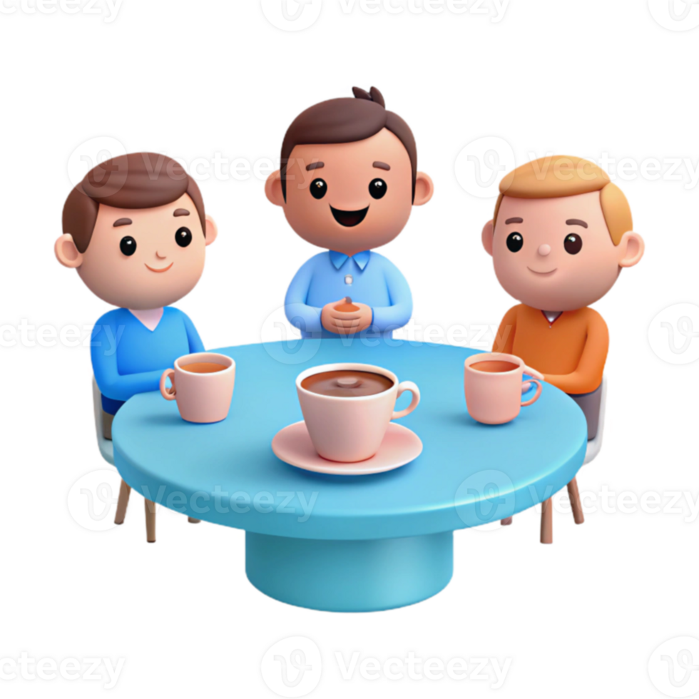 Three Friends Enjoying Coffee Together png