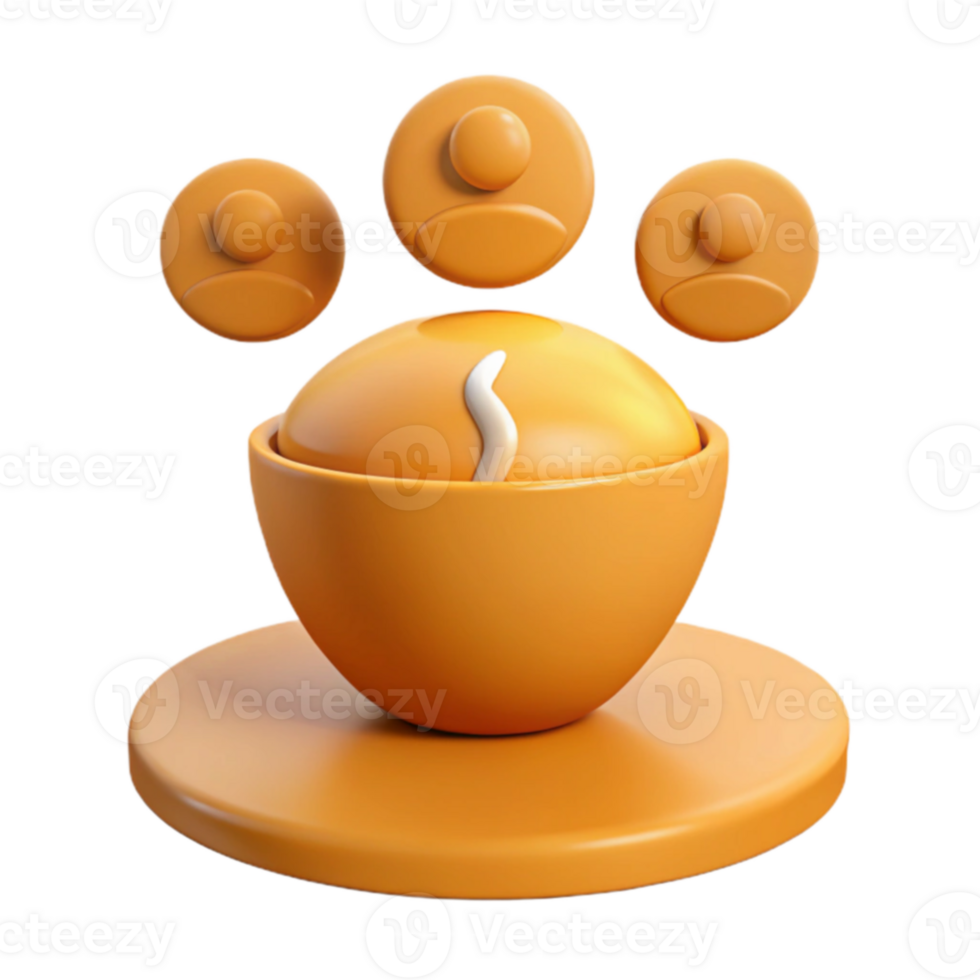 3D Render of a Bowl with 3 People Icons on Top png