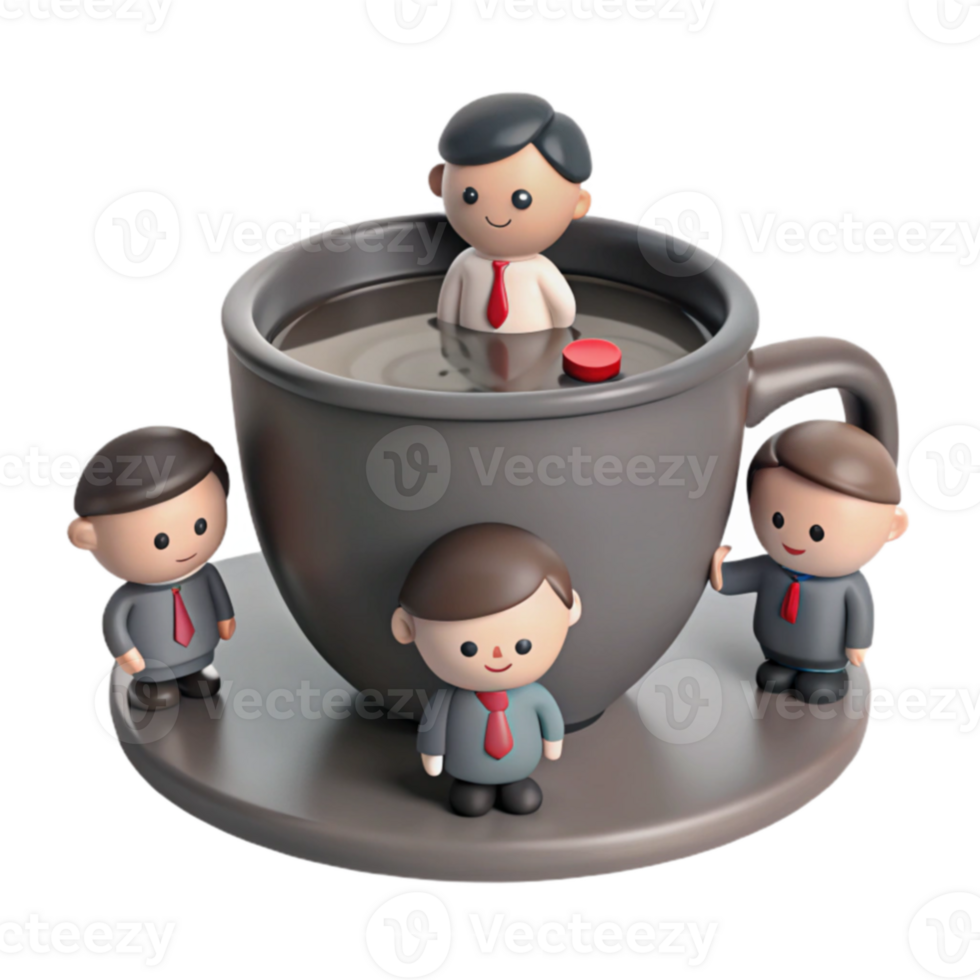Businessmen in a Coffee Cup A Metaphor for Workplace Stress png