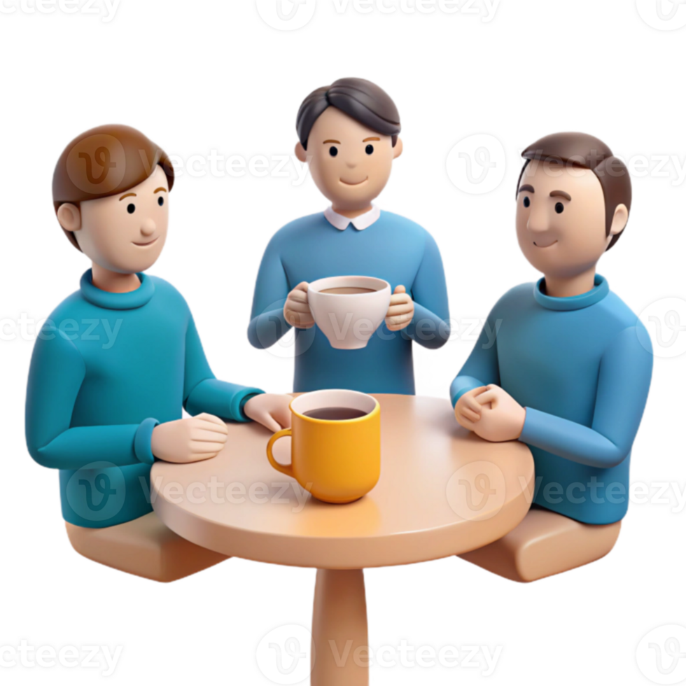 Three Friends Enjoying a Cup of Coffee at a Table png