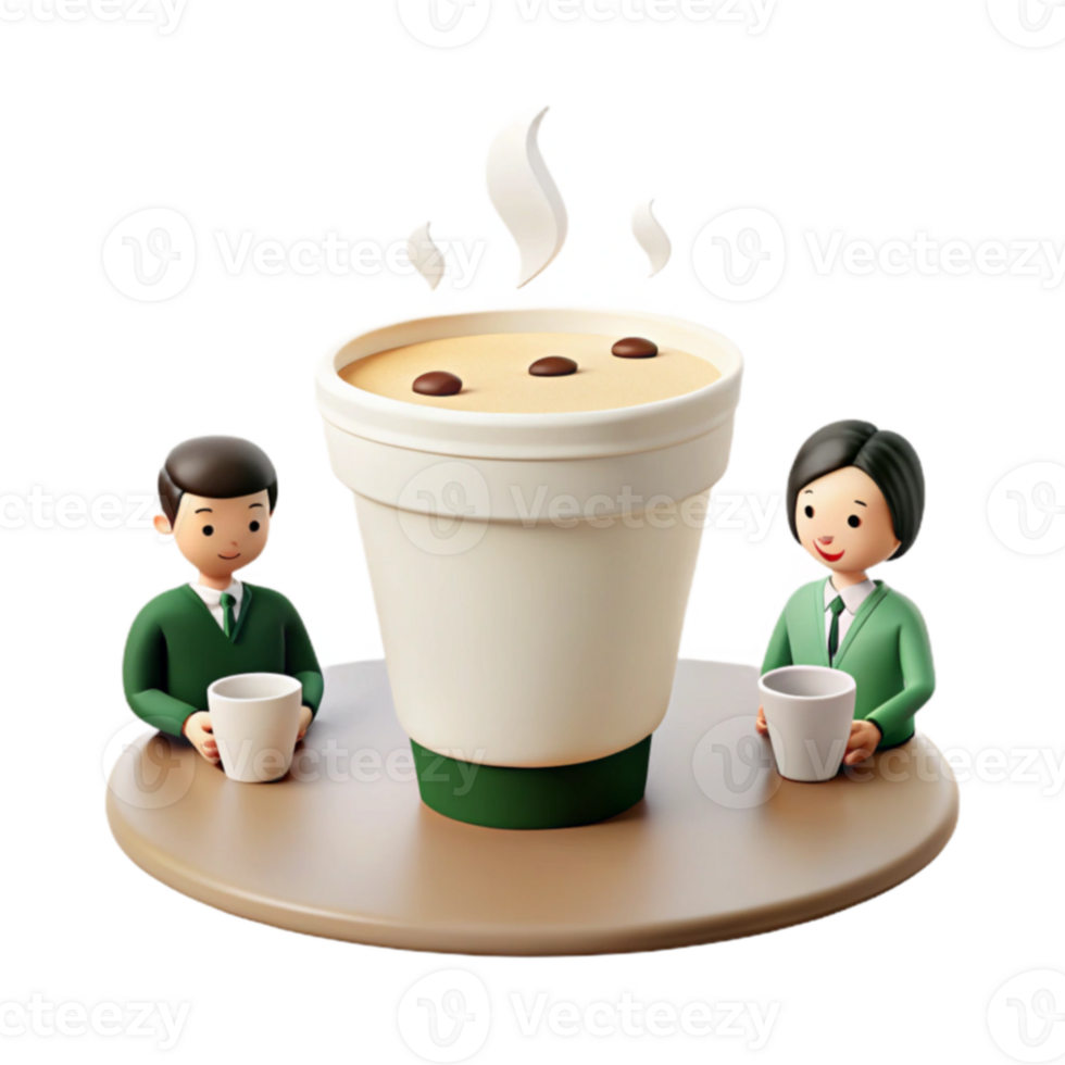 Two Cartoon Characters Drinking Coffee With a Giant Cup png