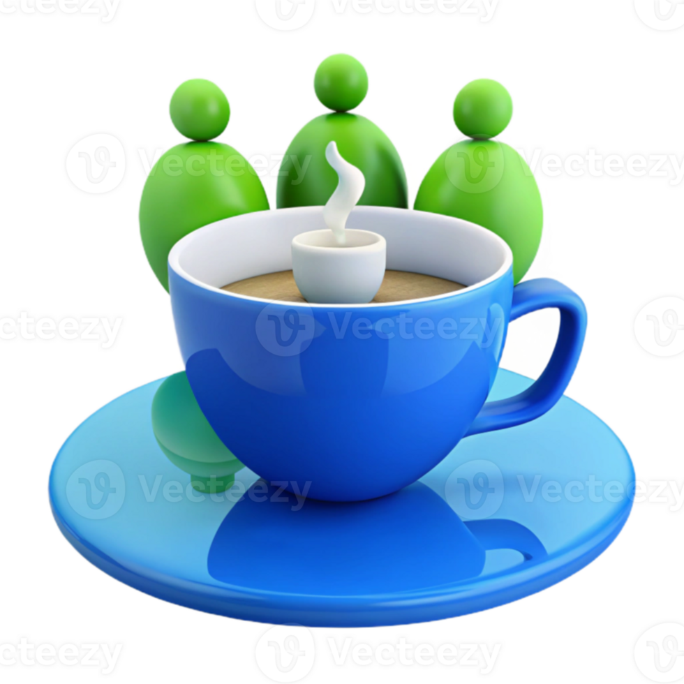 Coffee Break with Friends A 3D Illustration of Social Connection and Relaxation png