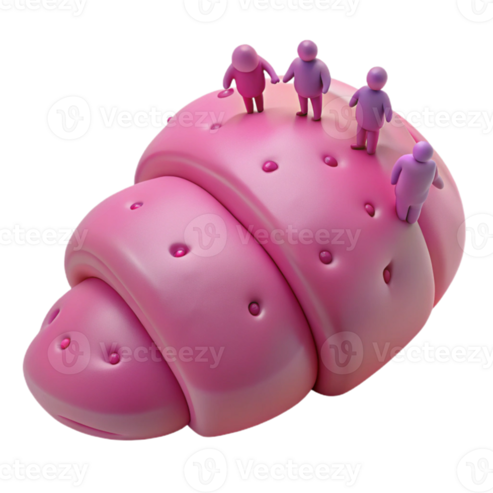 Pink 3D Object with Small Figures on Top png