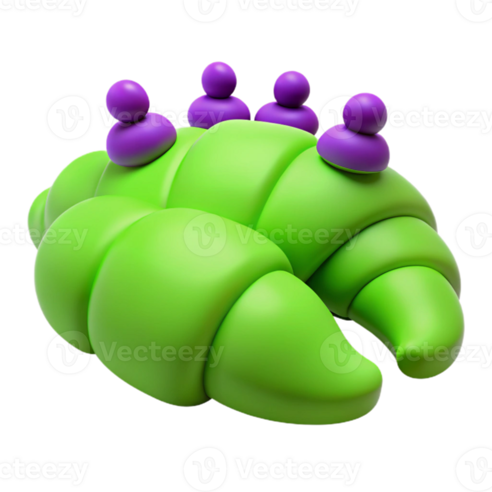 Green Croissant with Purple Toppings png
