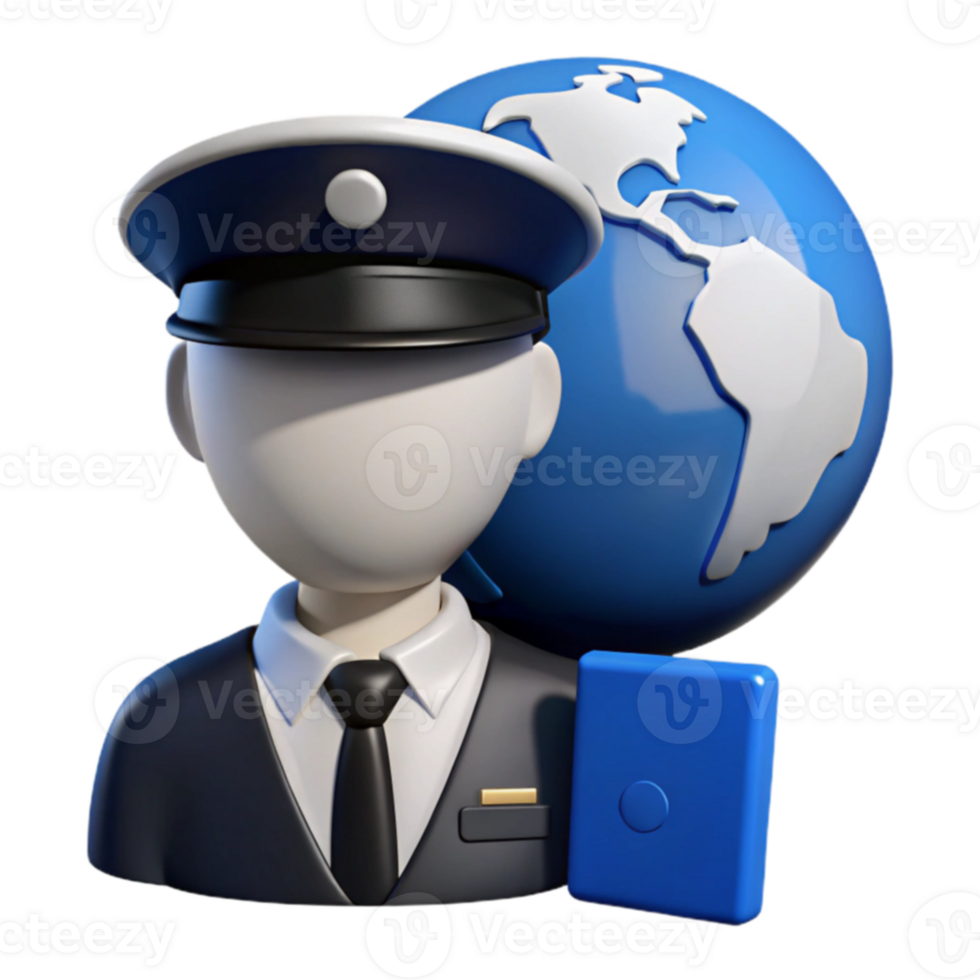 Global Security Officer Protecting the World with a Digital Badge png