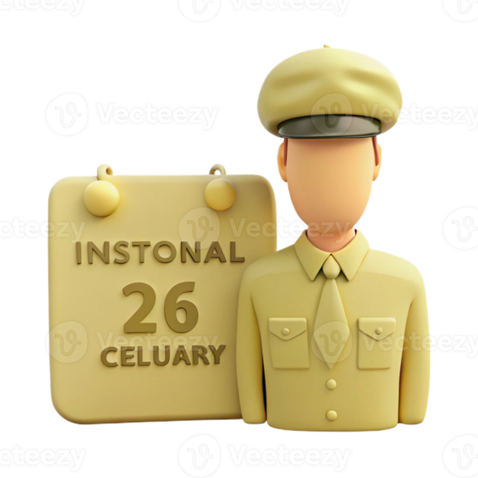 3D Illustration of a Calendar with a Person in a Uniform png