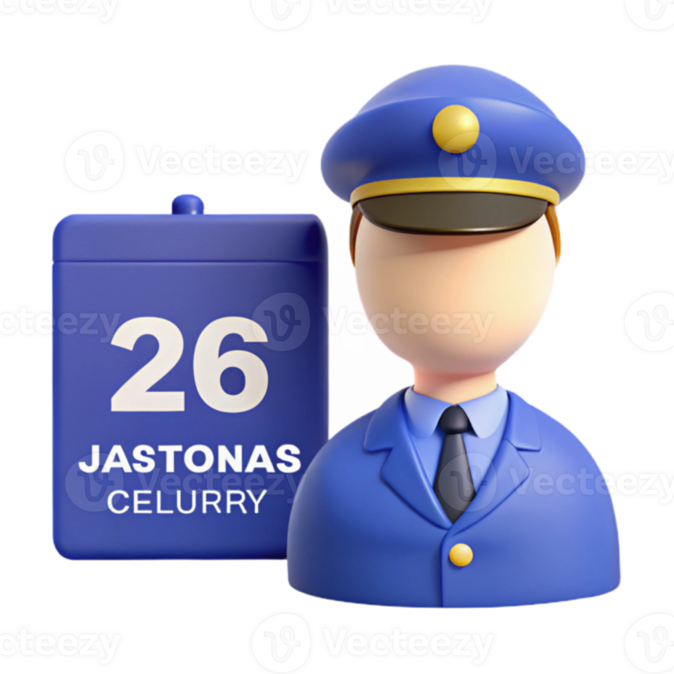 26th Day of the Month A 3D Illustration of a Person in a Uniform png