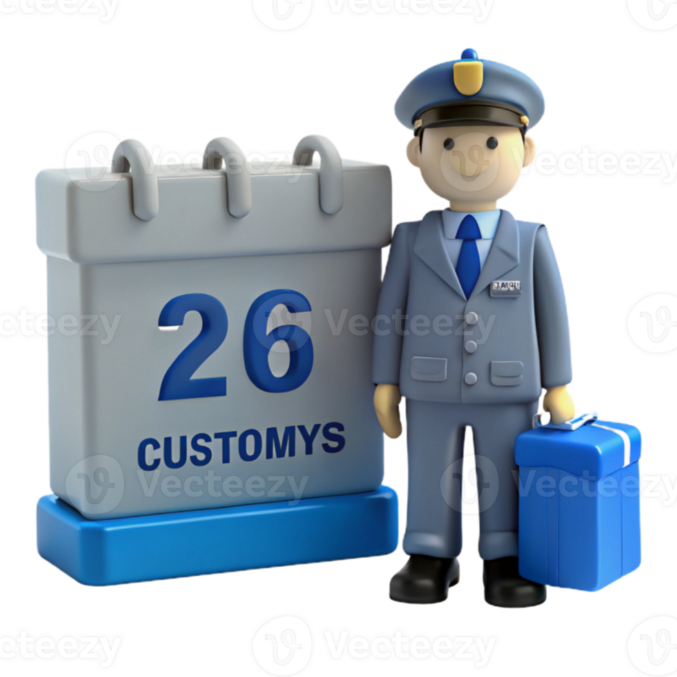 Customs Officer with Calendar 26 png