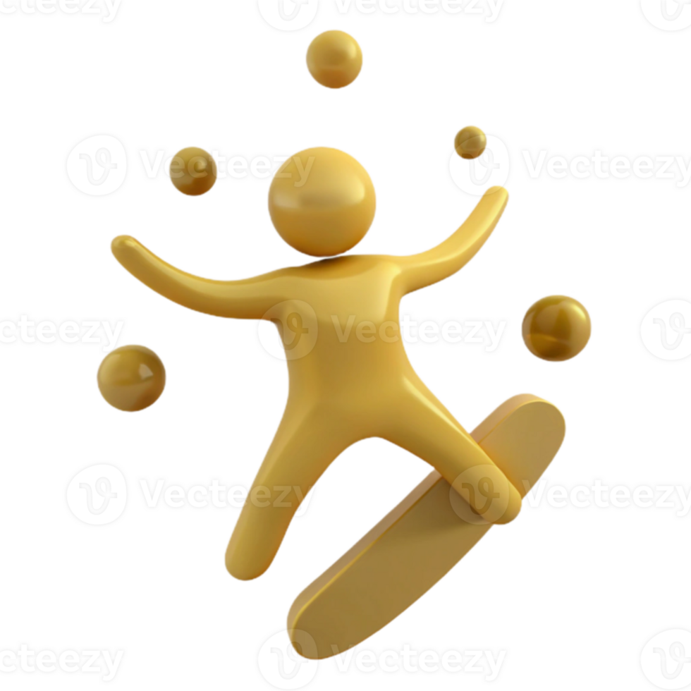 3D Illustration of a Person Juggling on a Board png