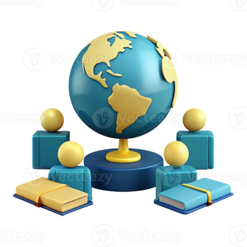 Global Collaboration and Learning A 3D Illustration png