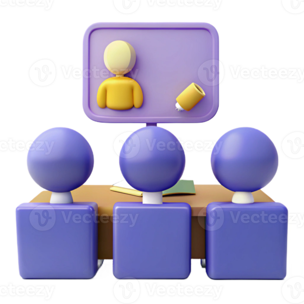 Online Learning Virtual Classroom with Students and a Teacher png