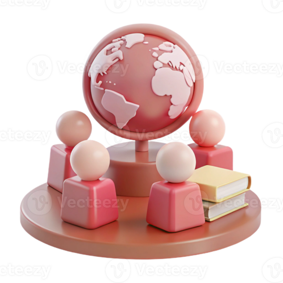 Global Learning A 3D Illustration of Education and Connection png