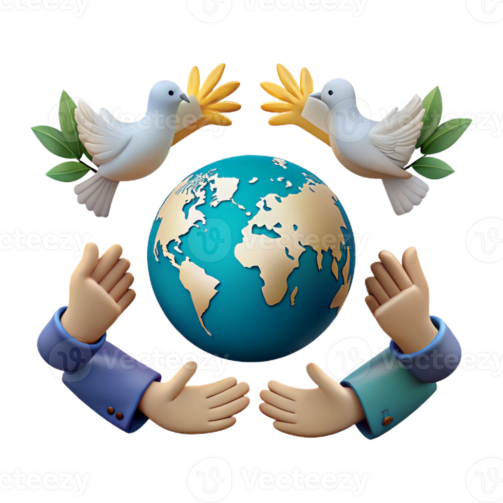 Peace, Harmony, and Unity A 3D Illustration of Global Cooperation png
