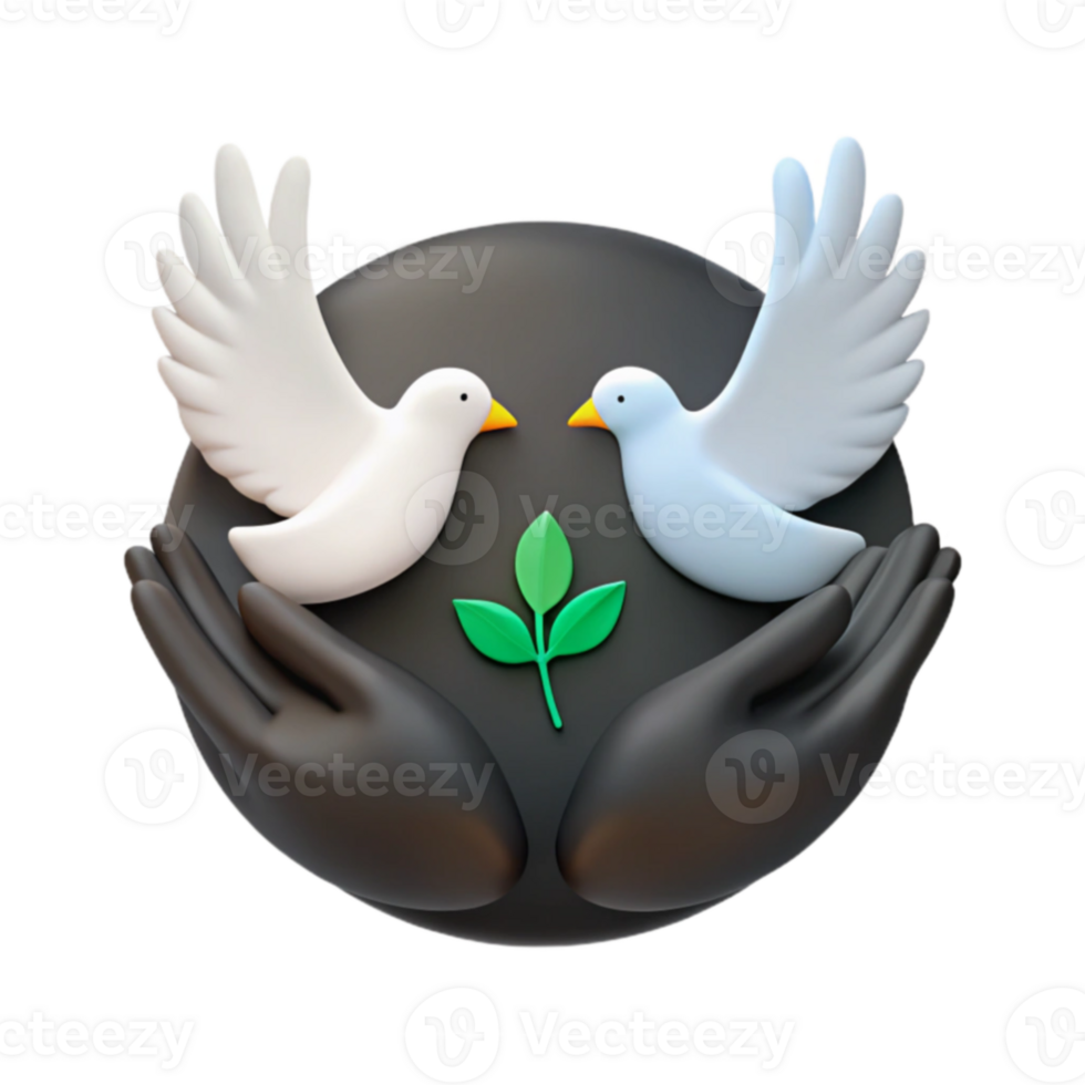 Peace Symbol with Doves and a Sprout png