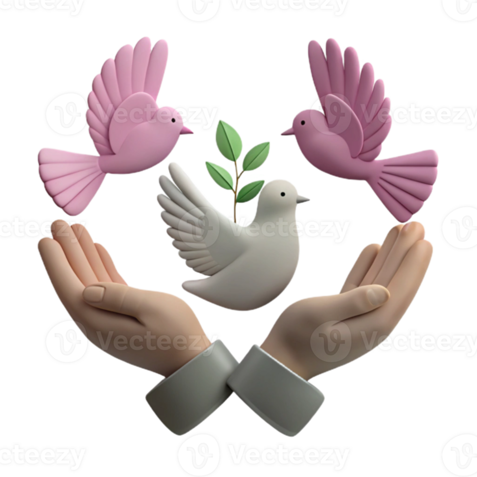 Peace Dove with Olive Branch in Open Hands png