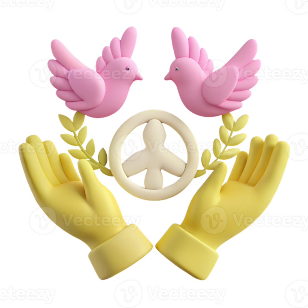 Peace Symbol with Doves and Hands png