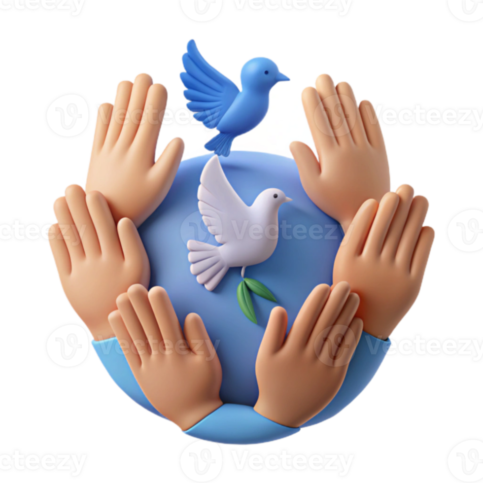 Hands Holding a Globe with Doves, a Symbol of Peace and Unity png