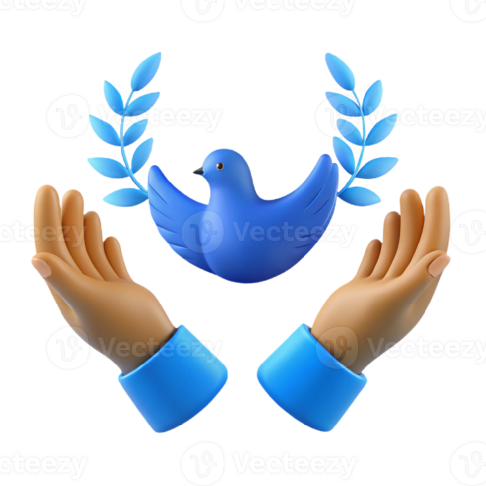 Dove of Peace with Olive Branch in Open Hands png
