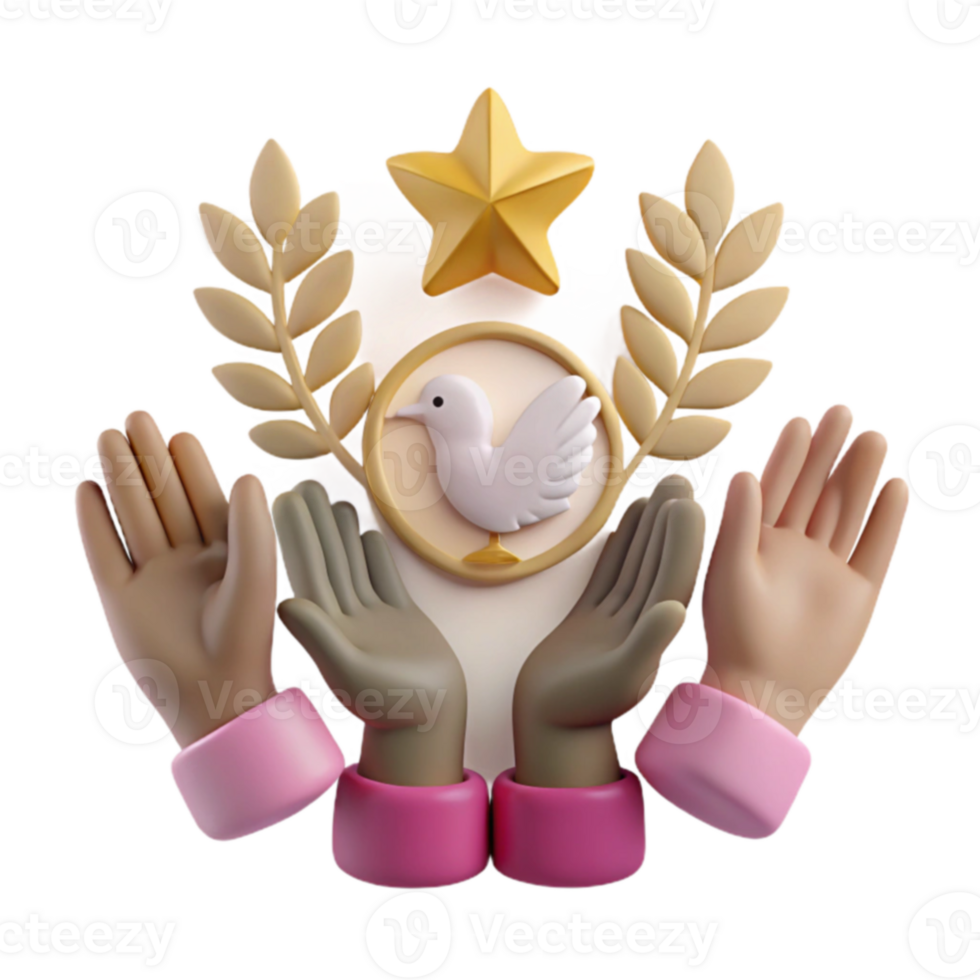 Peace Dove with Open Hands and a Star png