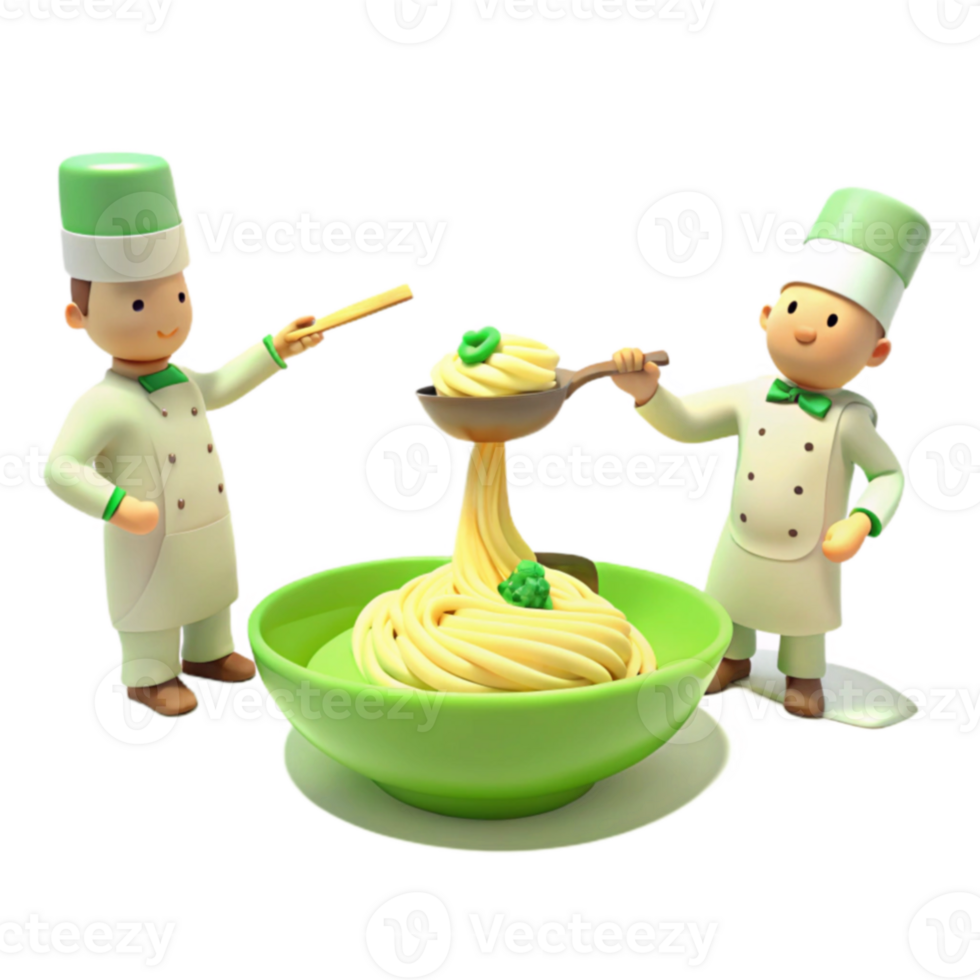 Two Chefs Serving Up Delicious Noodles png