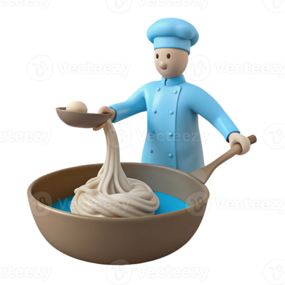 Chef Adding Noodles to a Bowl of Broth png