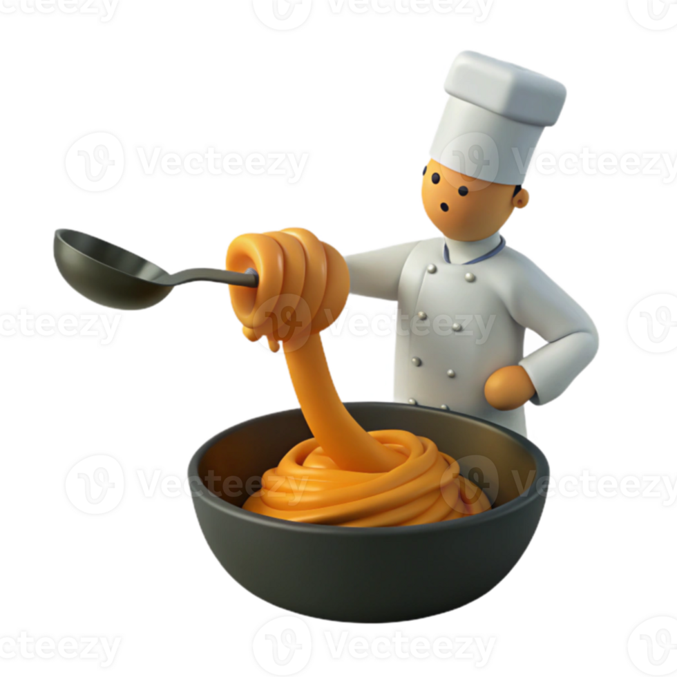 Chef Stirring a Bowl of Noodles png