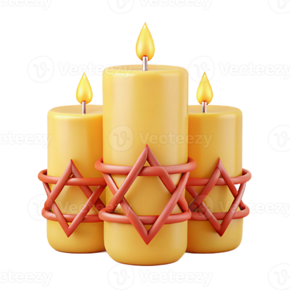 Three Candles with Star of David Design png
