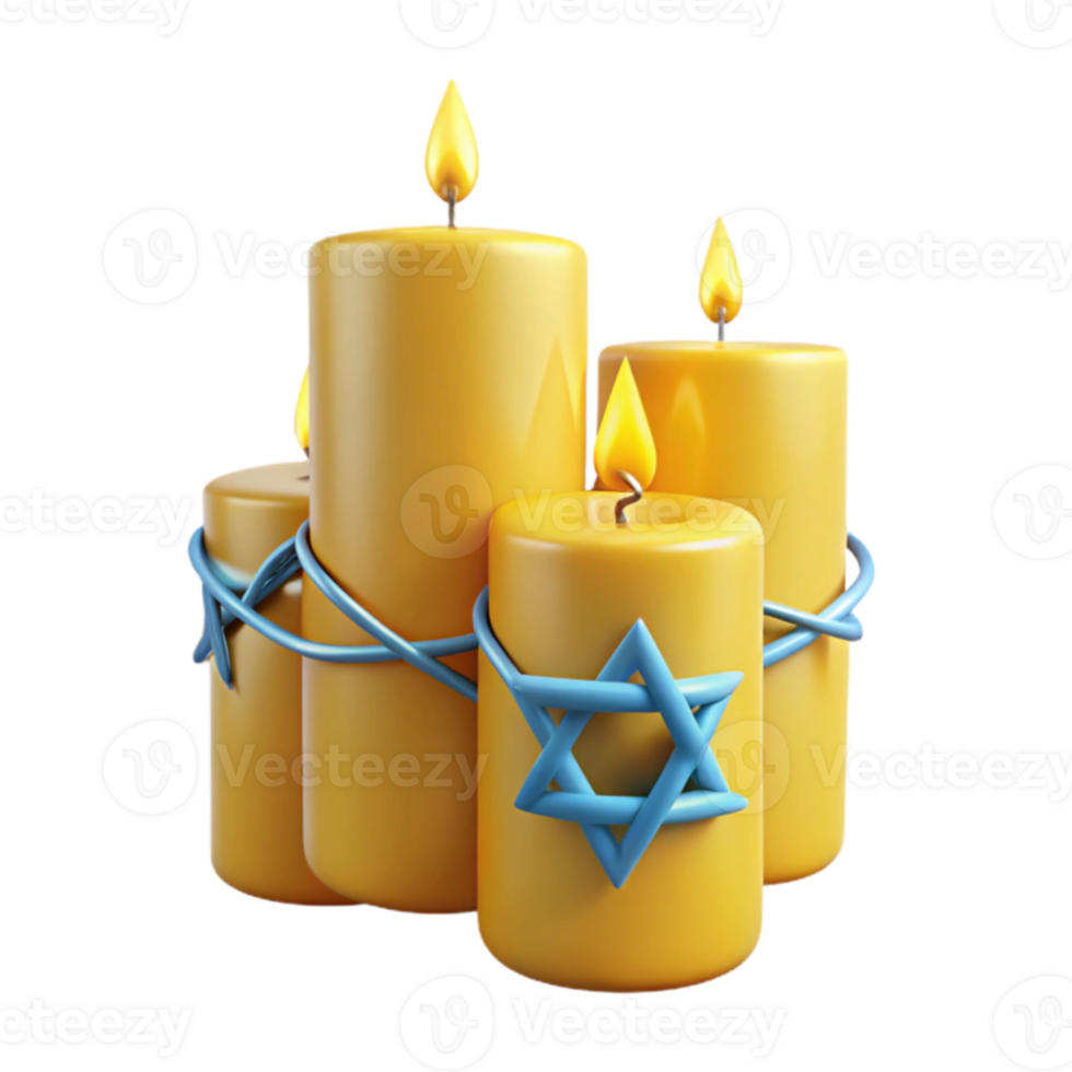 Three Candles with Star of David png
