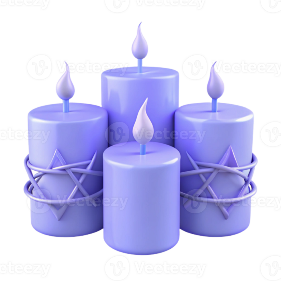 Purple Candles with Flames and Decorative Designs png