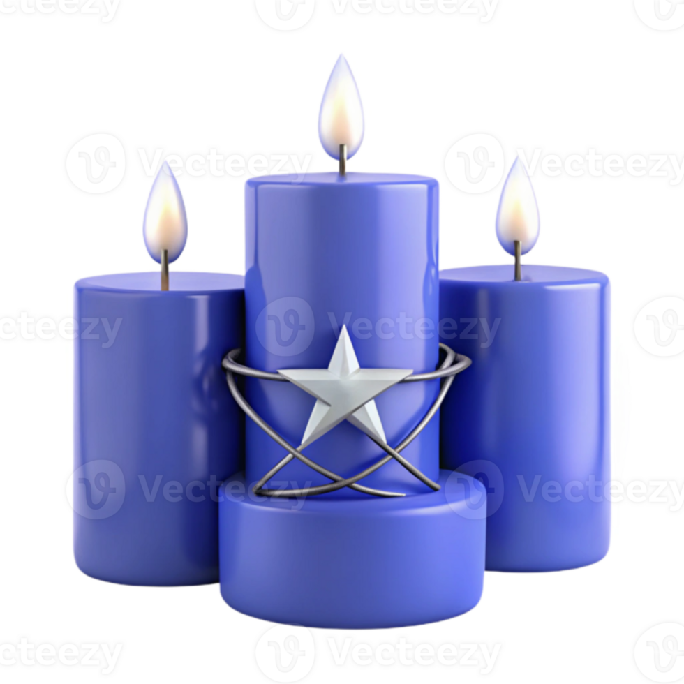 Three Blue Candles with a Star png