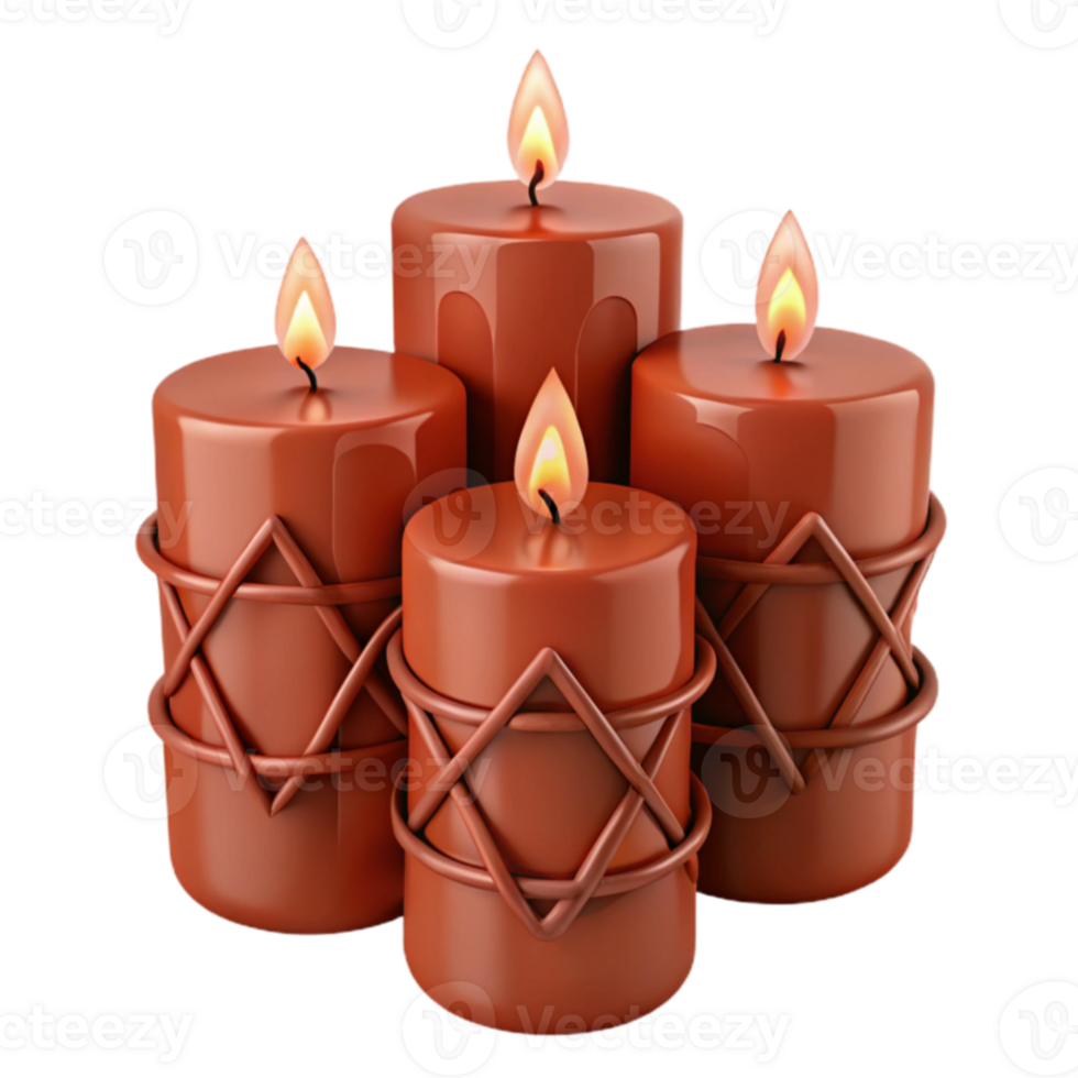 Four Burning Candles with Intricate Designs png