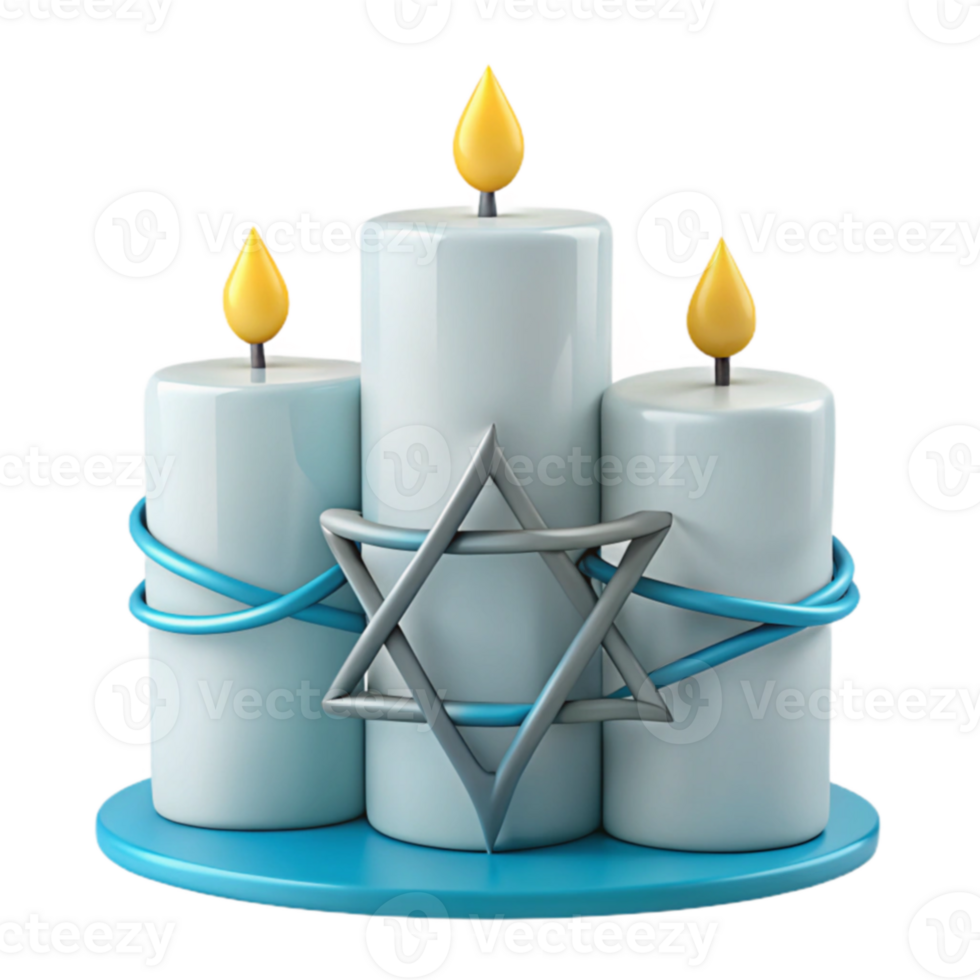 Three Candles with Star of David png