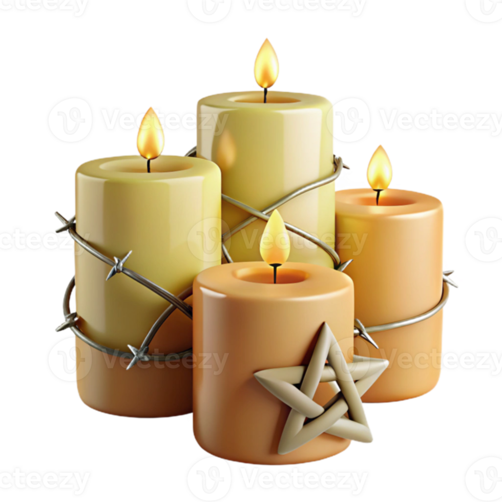 Four Candles Wrapped in Barbed Wire png
