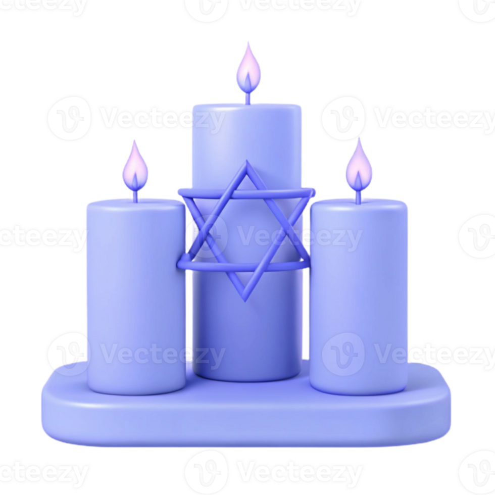 Three Purple Candles Stand Together on a Platform, Representing Faith and Tradition png