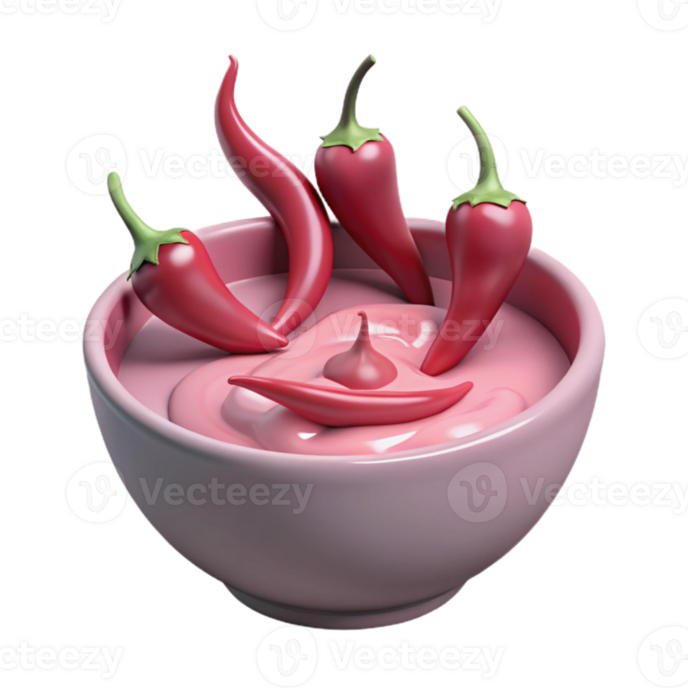 Red Chili Peppers in Pink Dip png
