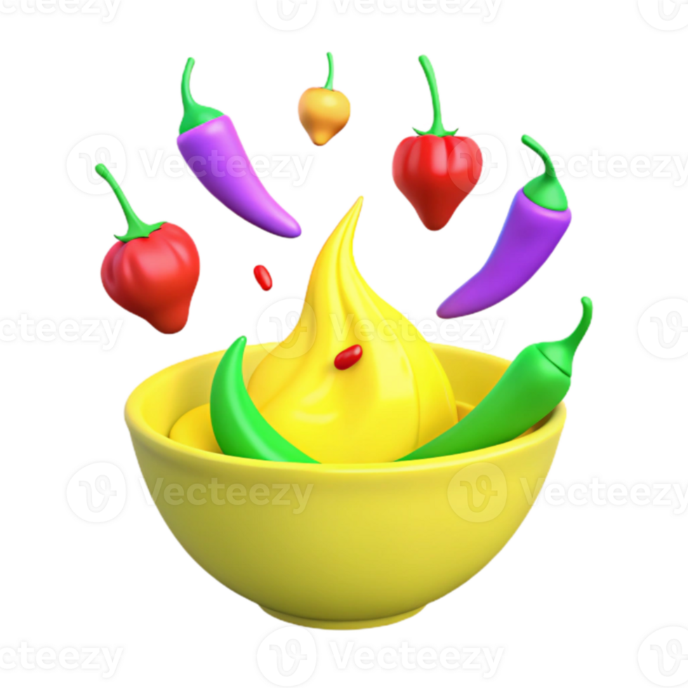 Yellow Dip with Chili Peppers png