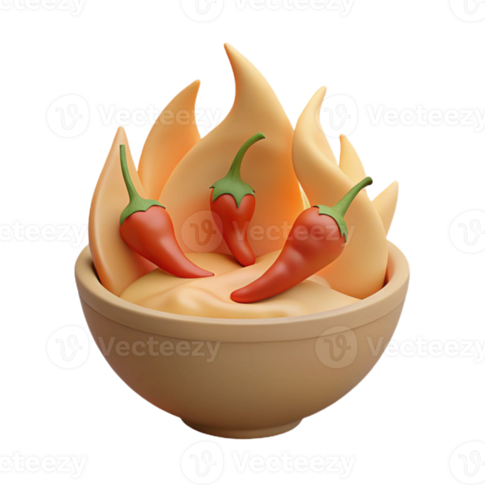 Spicy Dip with Chili Peppers and Flames png