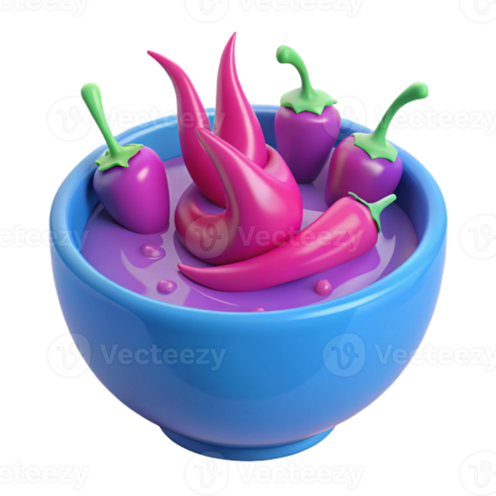 Spicy Chili Peppers in a Blue Bowl png